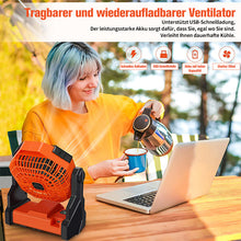 Laden Sie das Bild in den Galerie-Viewer, Tragbarer Ventilator für draußen mit LED-Licht