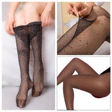 Laden Sie das Bild in den Galerie-Viewer, Blingbling Strass Netzstrumpfhose mit Diamant