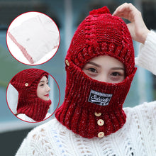 Laden Sie das Bild in den Galerie-Viewer, 2 in 1 Maske Schal Strickmütze