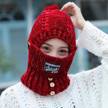 Laden Sie das Bild in den Galerie-Viewer, 2 in 1 Maske Schal Strickmütze