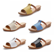 Laden Sie das Bild in den Galerie-Viewer, Sommer Leder Flip Flops Sandalen für Frauen