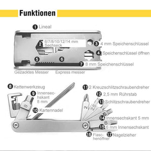 17 in 1 Multifunktionswerkzeug aus rostfreiem Stahl