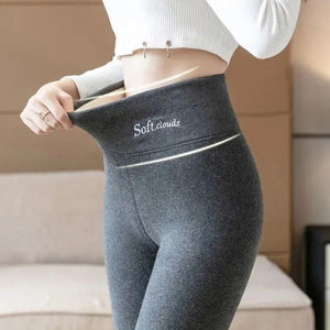 Thermohose mit hoher Taille und Stickerei