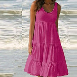 Damen Ärmelloses Strandkleid mit Rundhalsausschnitt