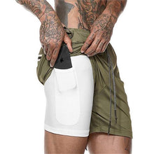 Laden Sie das Bild in den Galerie-Viewer, 2-in-1-Fitness-Turnhose mit sicherer Tasche ( Shorts &amp; Verkürzte Hose)